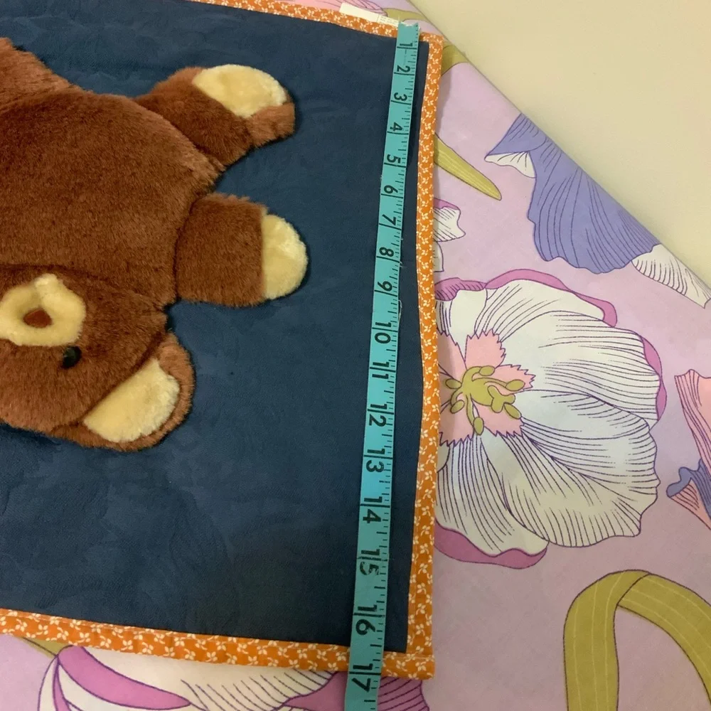 NWOT Quilted Teddy Bear Shame Zippered Brown/Navy 17X17
